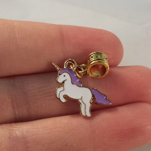 Gold Plated Purple Unicorn Horse Bracelet Necklace Charm Pendant Party Gift
